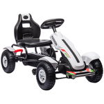 HOMCOM Kart cu Pedale pentru Copii 5-12 Ani cu Scaun Reglabil, Anvelope Gonflabile, Frână de Mână, Design de Curse, Alb și Negru | Aosom Romania, HOMCOM