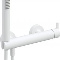 Baterie pentru dus, de perete, cu set de dus, para si furtun, alb, Silia