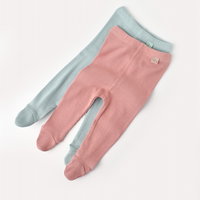 Set 2 pantaloni cu botosei bebe unisex din bumbac organic si modal - Mint/Rose, BabyCosy, BabyCosy