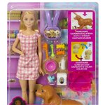 Set de joaca Barbie - Papusa cu catelusa si pui
