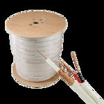 Cablu coaxial RG59 + alimentare 2x0.75, 305m, alb, N/A