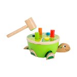 Jucărie cu ciocan din lemn pentru copii Legler Turtle Hammering