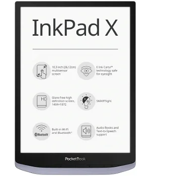 eBook Reader PocketBook Inkpad X , 10.3" Mobius, 32GB, WiFI, Bluetooth, Gri metalizat