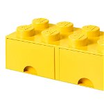 Cutie depozitare LEGO 2x4 cu sertare galben 