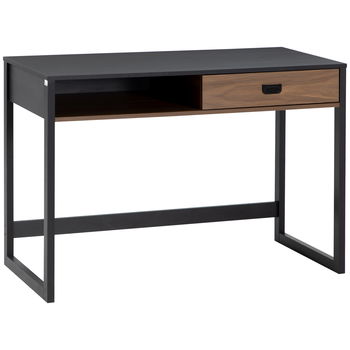 Birou in stil industrial, Homcom, Lemn/Otel, 110x50x76 cm, Nuc/Negru