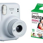 Set Aparat Foto Instant Fujifilm Instax Mini 11 + Hartie Foto Fujifilm Instax Mini (Alb)