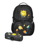 Rucsac ergonomic + penar tip etui, HERLITZ Be.Bag Cube Bundle Smiley World - Editie Speciala