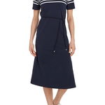 Tommy Hilfiger, Rochie-tricou cu cordon in talie, Alb