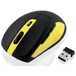 Mouse iBOX Bee Pro IMOS604W, Optic, USB, Wifi, 1600 DPI, 6 butoane, Negru-Galben, iBOX