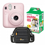 Fujifilm Instax Mini 12 Aparat Foto Instant Roz cu geanta si set 20 hartii