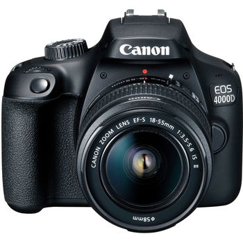 Aparat foto DSLR CANON EOS 4000D, 18 MP, Wi-Fi, negru + Obiectiv 18-55mm + Obiectiv 75-300mm
