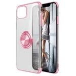 Husa PadForce Crystal-Ring transparenta din silicon cu inel rotativ metalic - iPhone 12 Pro, Roz