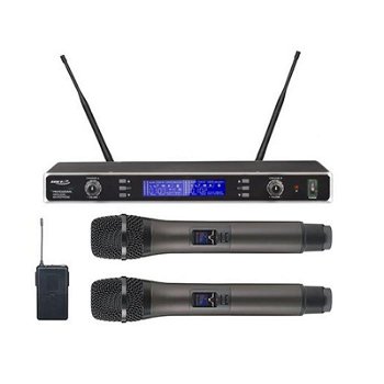 Set microfoane profesionale BST, UHF, 16 canale, afisaj LCD, raza actiune 100 m