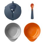 Set castroane cu capac si lingurita cu BACSHIELD™ Tommee Tippe, 6 luni +, Gri/Portocaliu