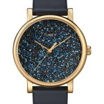 Ceasuri Femei Timex Womens Crystal Opulence With Swarovski Crystals Leather Strap Watch 38mm GOLD-BLUE-BLUE