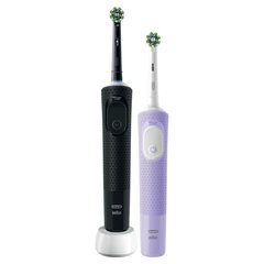 Set 2 x Periuta de dinti electrica  Vitality Pro - Curatare 2D - 3 programe - 1 Incarcator - 2 Capete - Negru/Violet, Oral-B