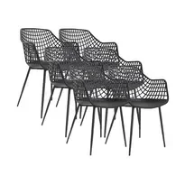 Set 6 scaune dining cu aditiv de protectie anti UV, 56x57x84 cm, negru, Raki