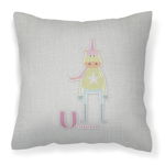 Caroline`s Treasures Alfabetul U pentru Unicorn Fabric pernă decorativă Multicolore 18H x18W, 