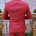 Costum bordeaux cu butoni aurii: Sacou, Vesta si Pantalon - C3875, 