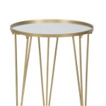 Masă de cafea Jewell, 49x40x40 cm, metal/ sticlă, auriu, Mauro Ferretti