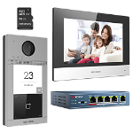Kit videointerfon WiFi Hikvision, 2 MP, 7 inch, 2.4 GHz, yala electromagnetica, SD Card, 1 familie, aparent, PoE, aplicatie control acces pe telefon, HIKVISION