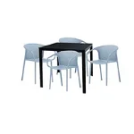 Set mobilier gradina/terasa RAKI masa patrata neagra 76x76cm cu 4 scaune CHICAGO culoare neagra