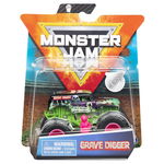 Masinuta Monster Jam, Scara 1:64, Grave Digger cu figurina, Verde, Monster Jam