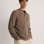 Reserved - Pulover cu guler polo - brun-auriu, Reserved