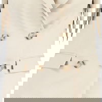 Trendyol, Sacou cu doua randuri de nasturi si revere decupate, Bej deschis, L