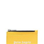 Palm Angels PALM ANGELS Leather zipped card case YELLOW, Palm Angels