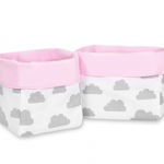 Set 2 cosuri depozitare panza Clouds GrayPink, Bobono