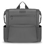 Rucsac impermeabil pentru mamici, Lionelo, Cube, Cu 12 compartimente si salteluta de schimbat, Cu prindere universala de carucior, 36 x 36 x 23 cm, Gri