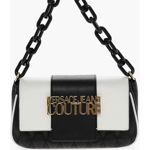 Versace Jeans Couture Faux Leather Crossbody Bag With Golden Logo Black & White, Versace