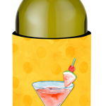 Caroline`s Treasures Vara Martini galben Polkadot sticla de vin Beverge Izolator Hugger Wine Bottle, 