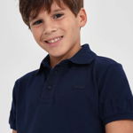 Mayoral tricou polo copii culoarea albastru marin, neted, Mayoral