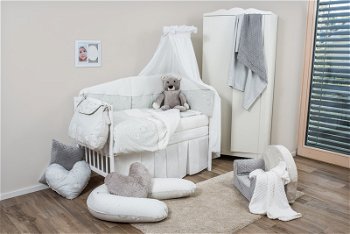 Set de pat pentru bebelusi Teddy dream minky white - 6 piese 3830064566269