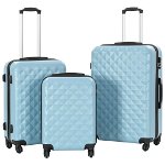 vidaXL Set valiză carcasă rigidă, 3 buc., albastru, ABS, vidaXL