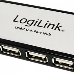 HUB USB extern, conectori iesire: 4x USB 2.0 si intrare: 1x USB 2.0, alimentator priza inclus, Aluminiu, LOGILINK (UA0003)