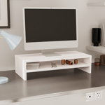 vidaXL Stand pentru monitor, alb, 50x24x13 cm, lemn masiv de pin, vidaXL