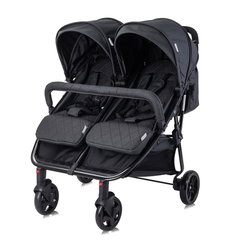 Carucior Duo pentru Gemeni de la 0 Luni pana la 3 Ani Maxim 30kg Husa de Vreme Rece Negru, Lorelli