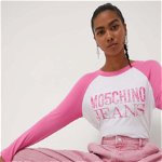 Moschino Jeans longsleeve din bumbac culoarea roz, Moschino Jeans