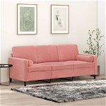 vidaXL Canapea cu 3 locuri cu perne&pernuțe, roz, 180 cm, catifea