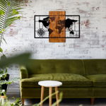Decoratiune de perete lemn World, Nuc, 58x3x85 cm, Skyler