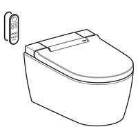 Set vas WC suspendat Geberit, AquaClean Sela, rimless, cu functie de bideu, alb alpin, 