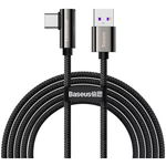 Cablu periferice Baseus USB tip A 2.0 Male la USB-C 2.0 Male, 2 m, PD 66W, Conector 90 grade, Negru, Baseus