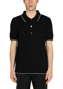 Balmain Knitted Polo. BLACK