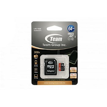 Card de memorie MicroSDXC 64GB Clasa 10 cu adaptor SD, TeamGroup