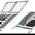 Cusca pentru rozatoare, PawHut, Lemn brad, 4 roti, 91,5 x 53,3 x 73 cm, Gri/Alb