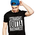Tricou negru barbati - Straight Outta Bucuresti, THEICONIC