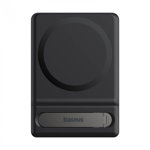 Suport rotativ Foldable Magnetic, Baseus, pentru iPhone MagSafe, 58x85x5mm, negru